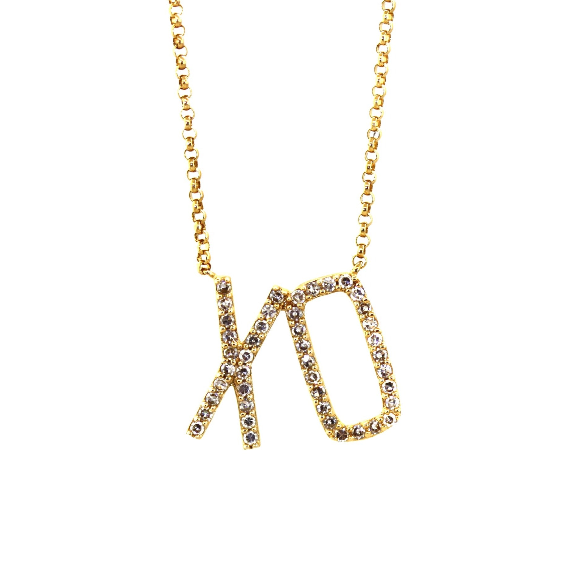 Pave Diamond XO Modern Necklace