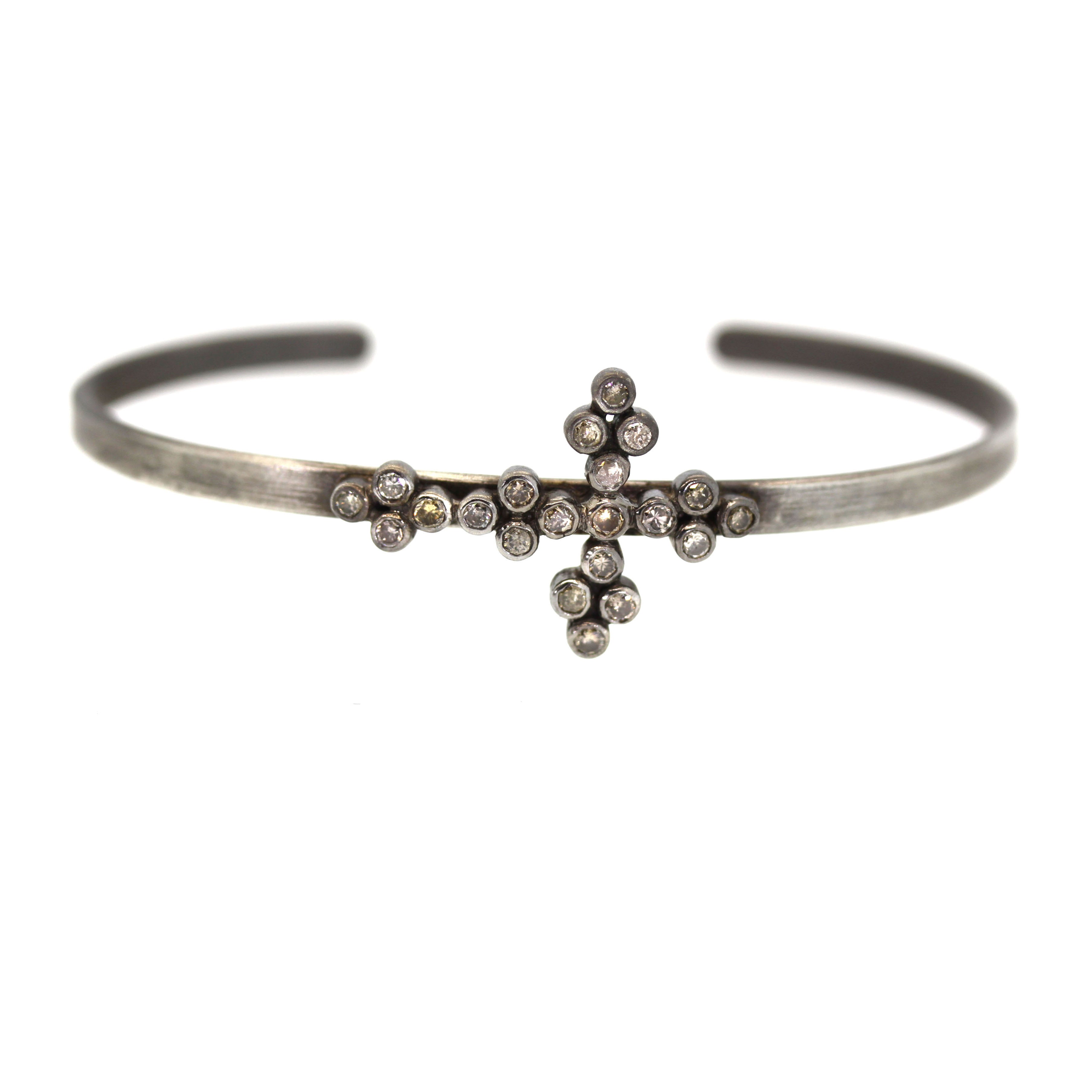 Champagne Diamond Cross Cuff Bracelet - Rebecca Lankford Designs - Houston, TX