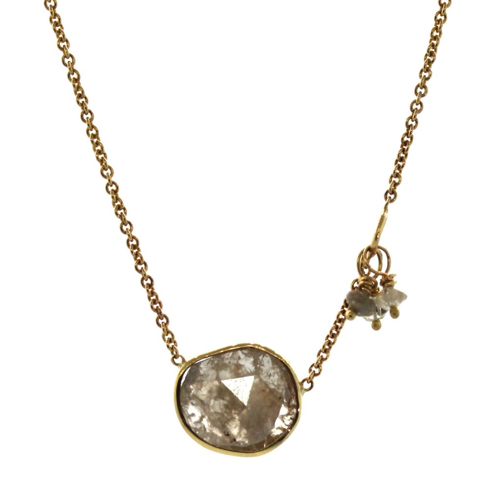 gold sliced diamond necklace