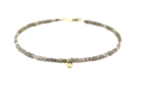 Cubed Shaped Raw Cut Diamond & Gold Dangle Bracelet