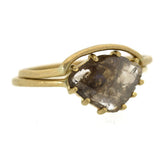 sliced diamond engagement ring, diamond ring, 18 karat gold, rebecca lankford designs