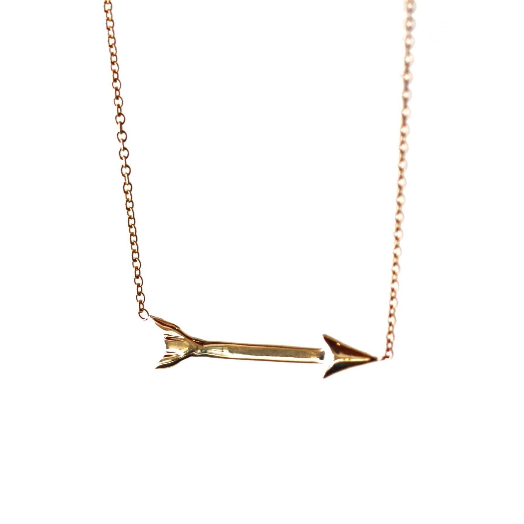 Gold Feathered Tail Arrow Necklace