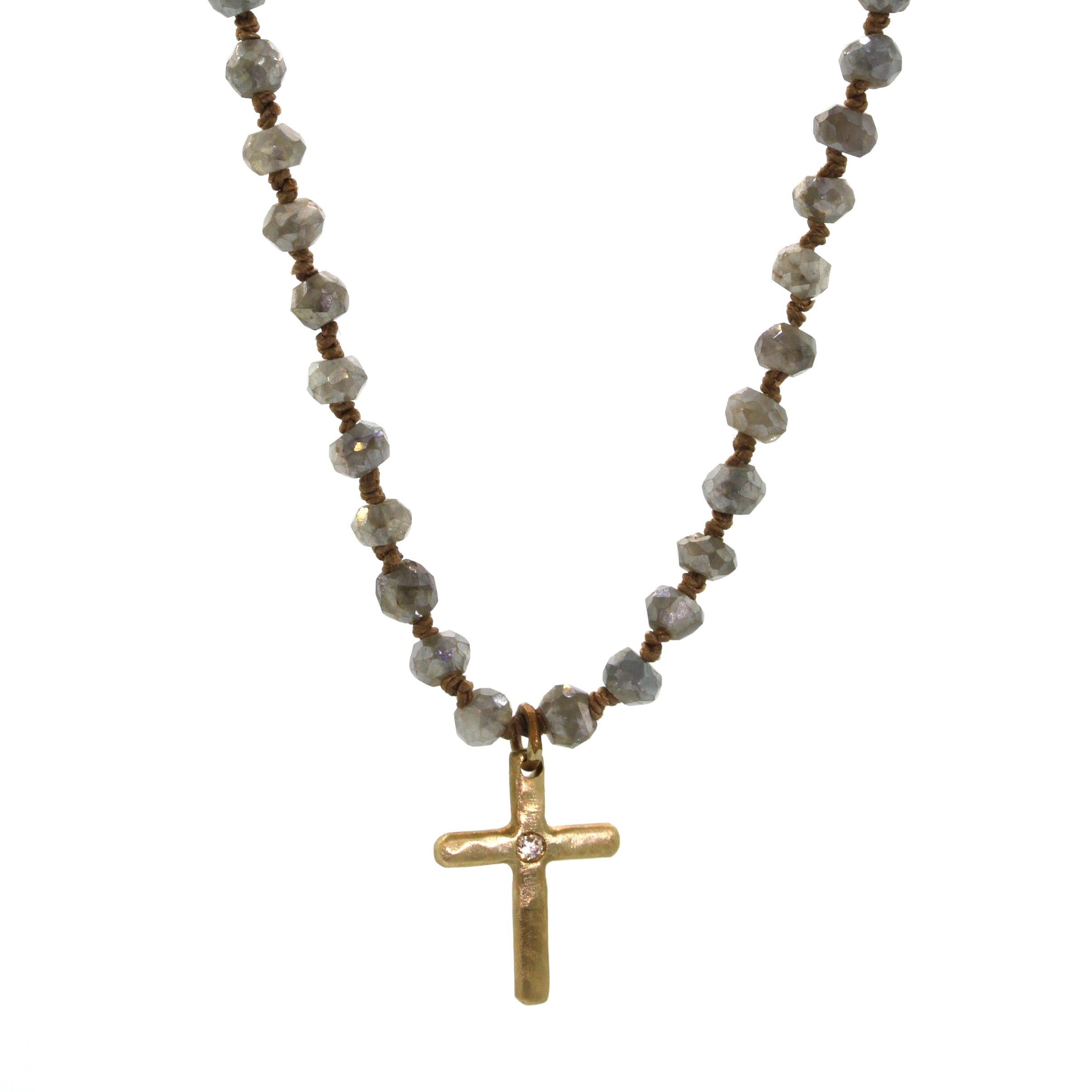 Gold Cross & Lab Bohemian Necklace - Rebecca lankford designs