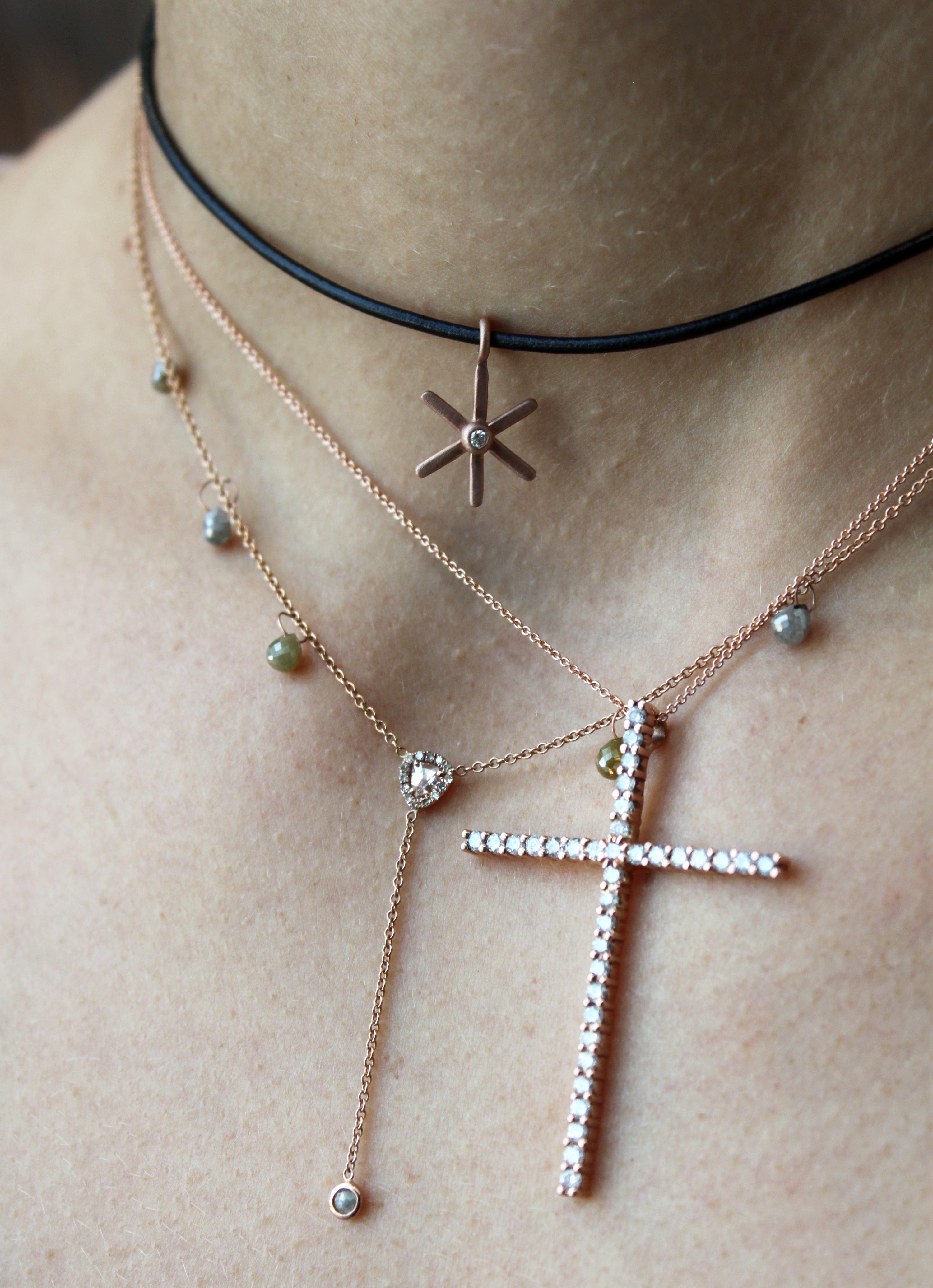  Large Rose Diamond Cross Necklace - Rebecca Lankford Designs - Houston, TX