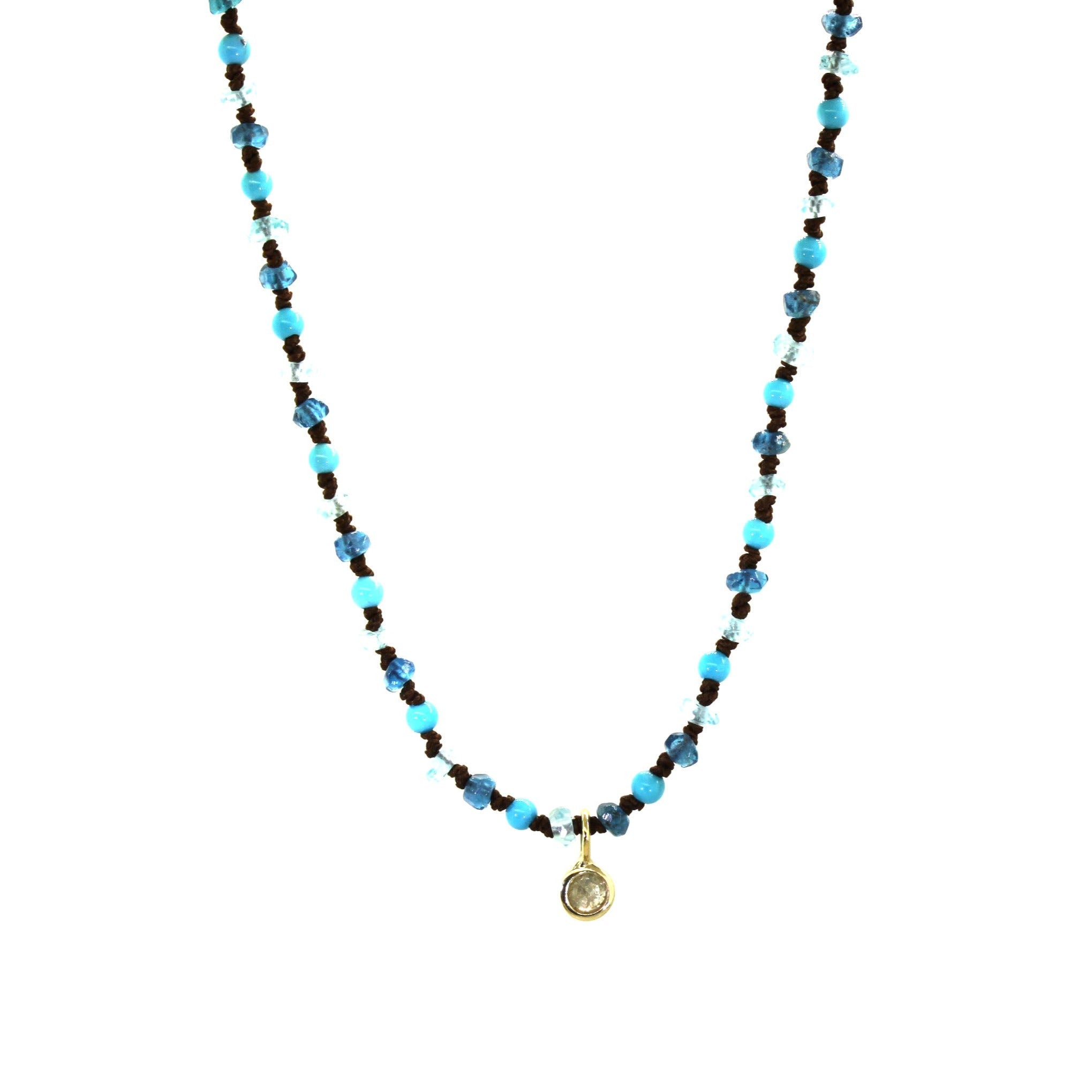 Turquoise & Mixed Gemstone Bohemian Leather Necklace