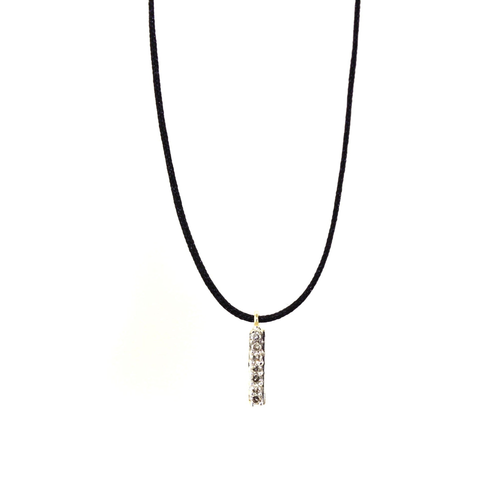 Gold Pave Diamond Bar Cording Necklace