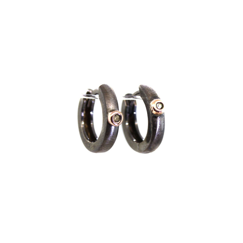 Silver Rhodium & Diamond Huggies