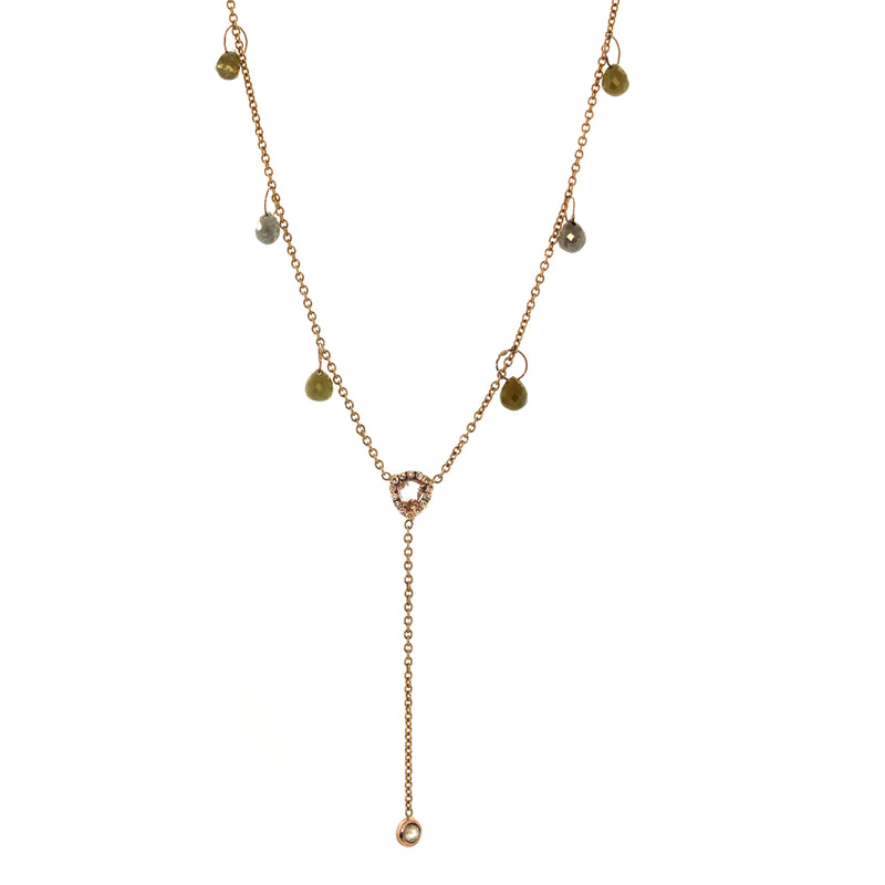 Rose & Raw Diamond Drop Necklace