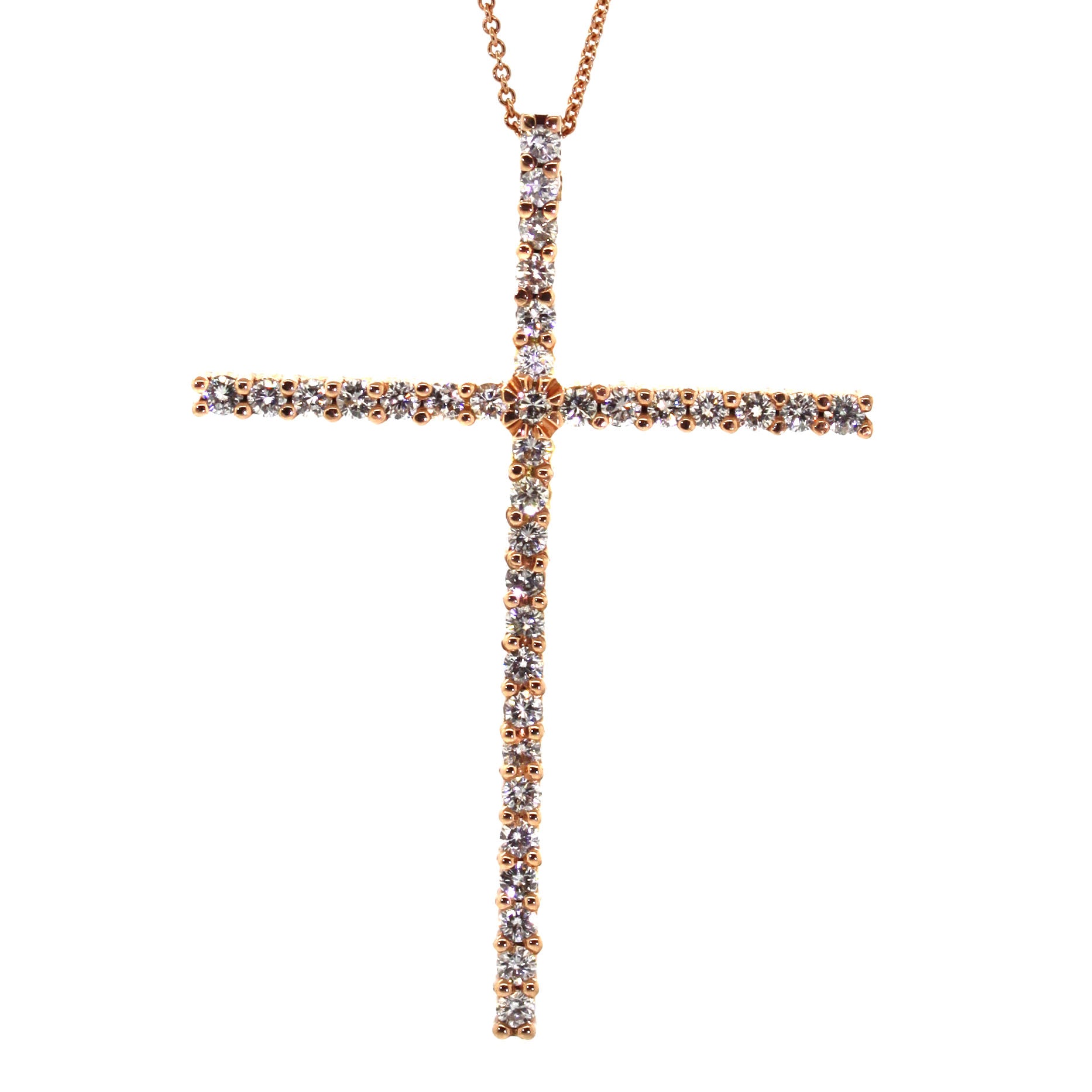  Large Rose Diamond Cross Necklace - Rebecca Lankford Designs - Houston, TX