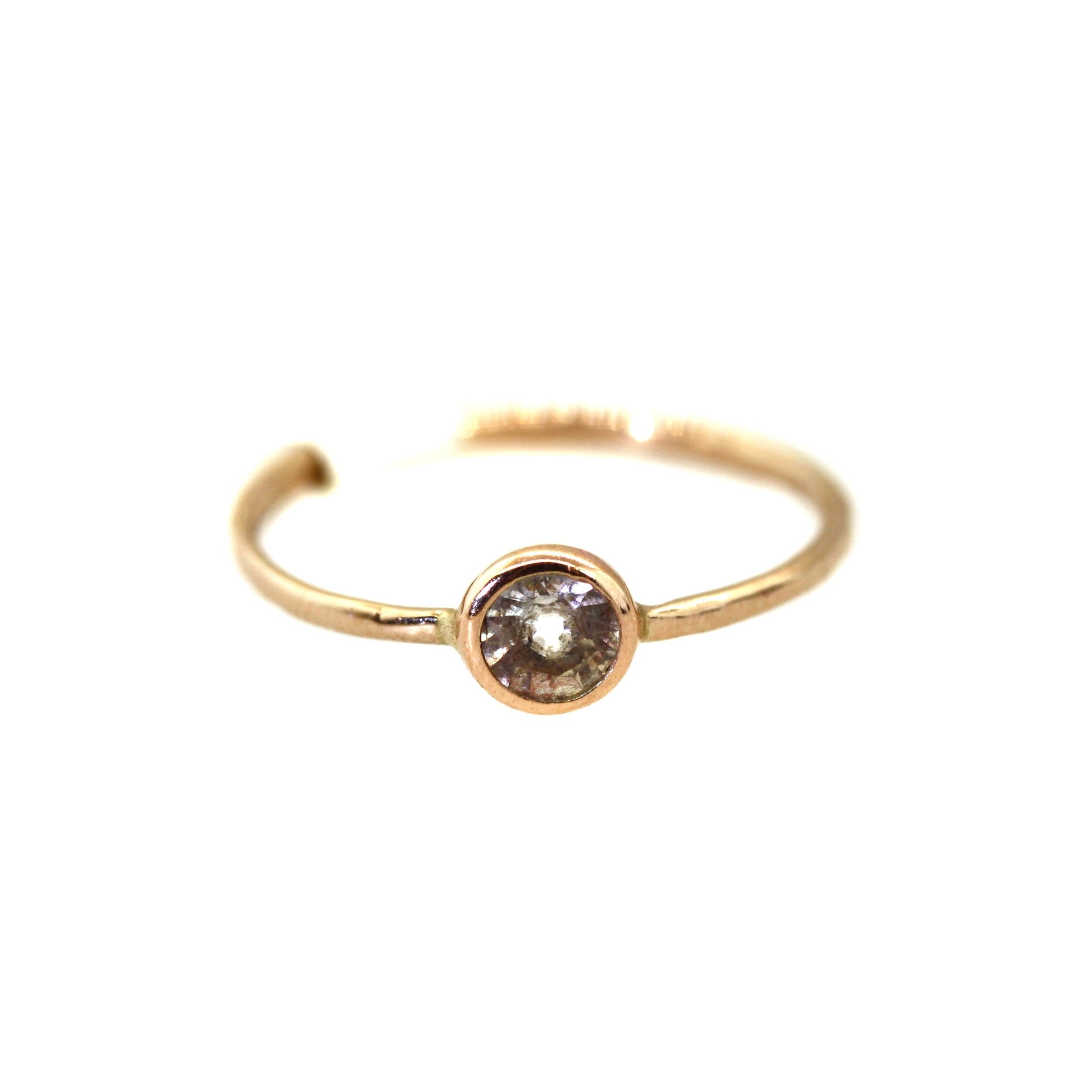Gold & White Sapphire Bezeled Ring