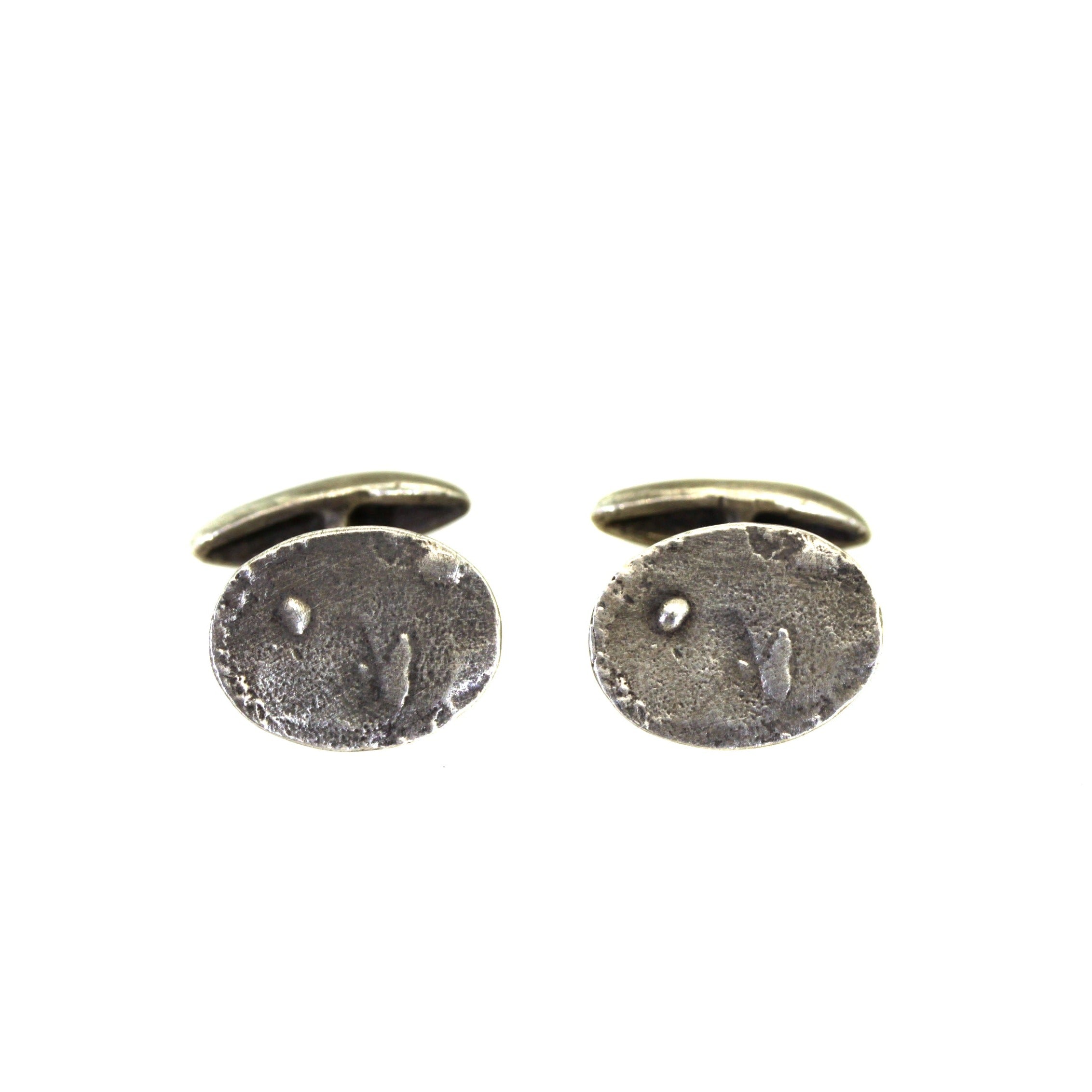 Vintage Oval Sterling Silver Cuff Links