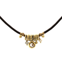 Raw Diamond Leather Charm Necklace