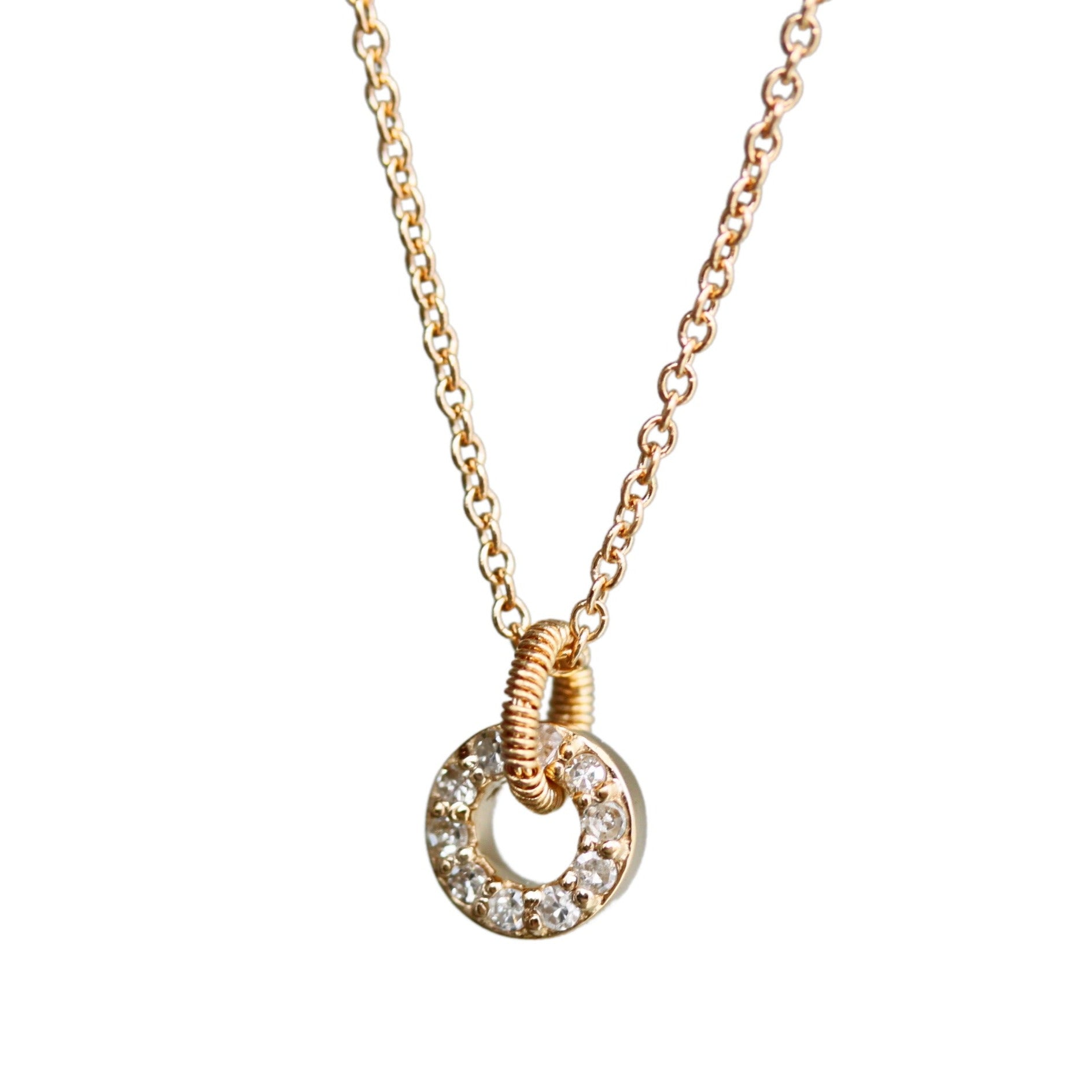 Diamond Circle & Gold Wrapped Ring Necklace
