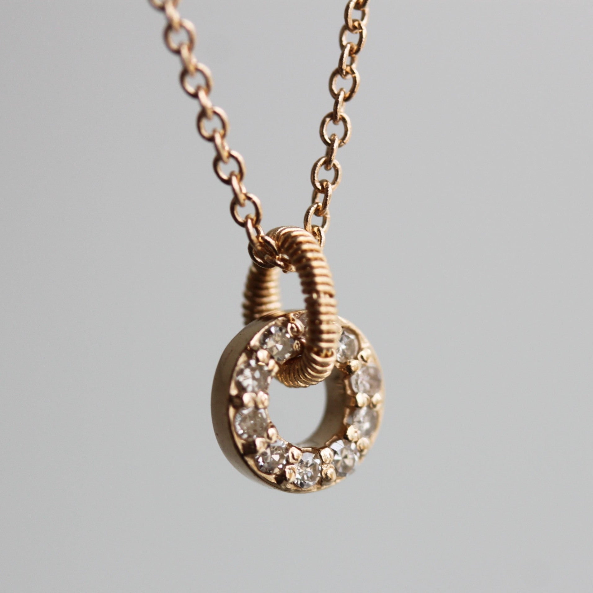 Diamond Circle & Gold Wrapped Ring Necklace