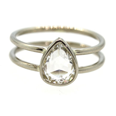 rose cut diamond, double band, modern engagement ring, alternative bride, rebecca lankford designs, white gold