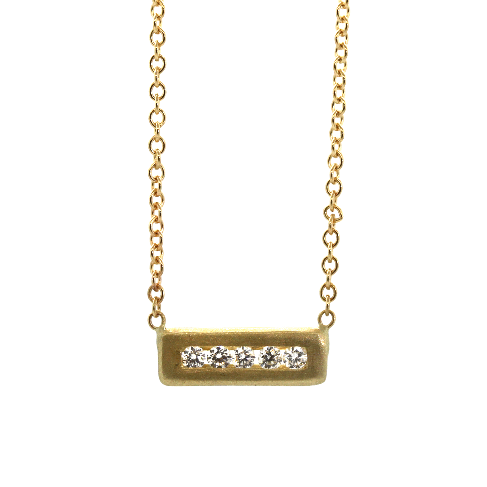 Diamond Brick Necklace - Handcrafted Gold Necklace - Rebecca Lankford Designs - 1