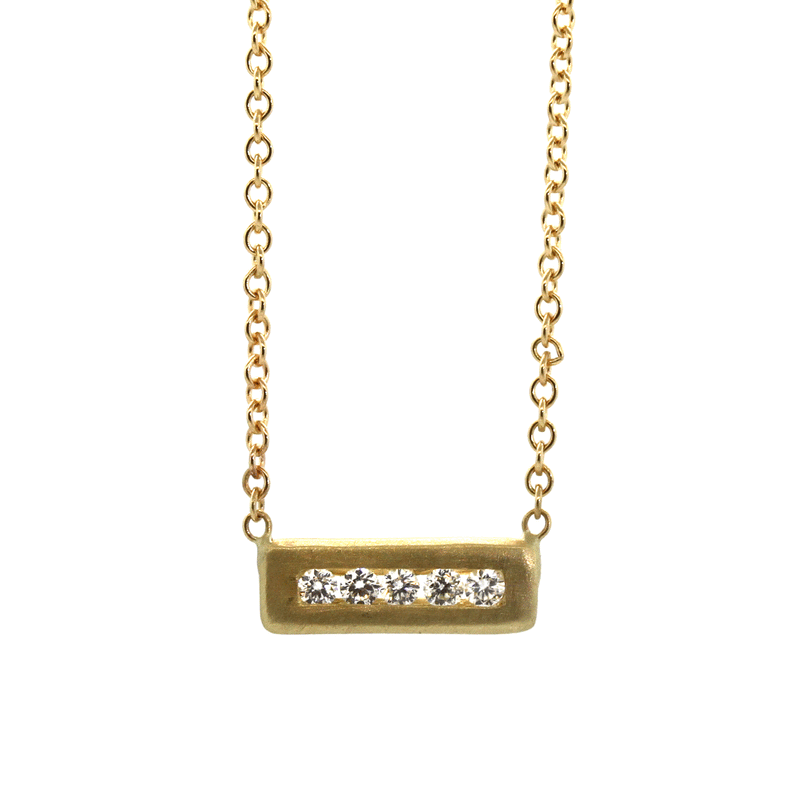Diamond Brick Necklace - Handcrafted Gold Necklace - Rebecca Lankford Designs - 1