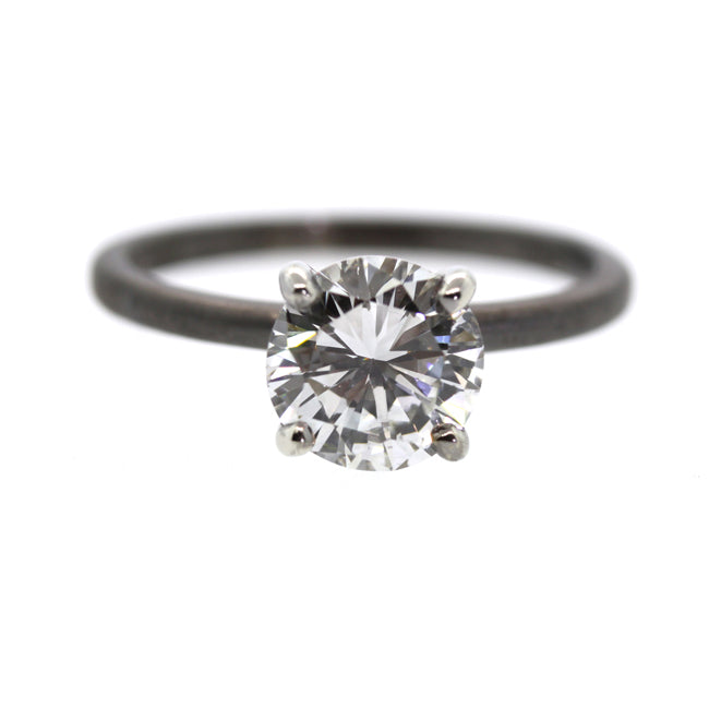 alternative bride, modern engagement ring, solitaire diamond, rhodium plated, rebecca lankford designs