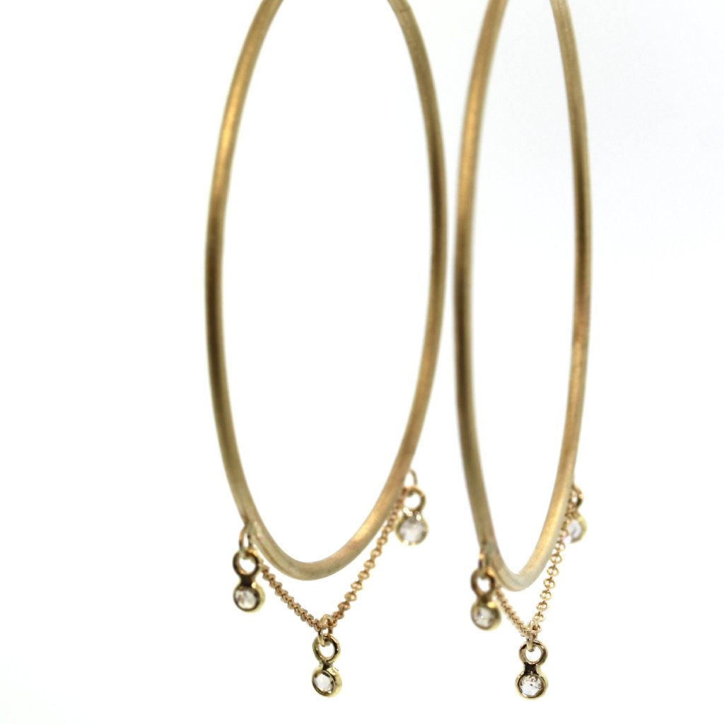 Princess Diamond Hoop Earrings, gold hoops, rebecca lankford designs, houston, diamond earrings