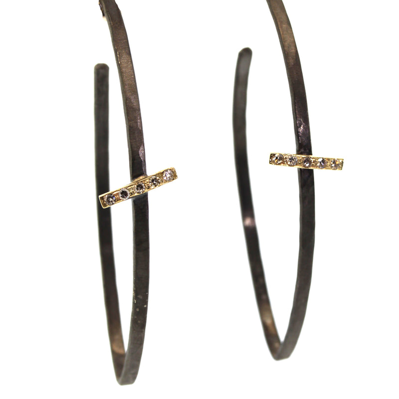 Chunky Diamond Bar Hoop Earrings, diamond earring, rebecca lankford designs, houston