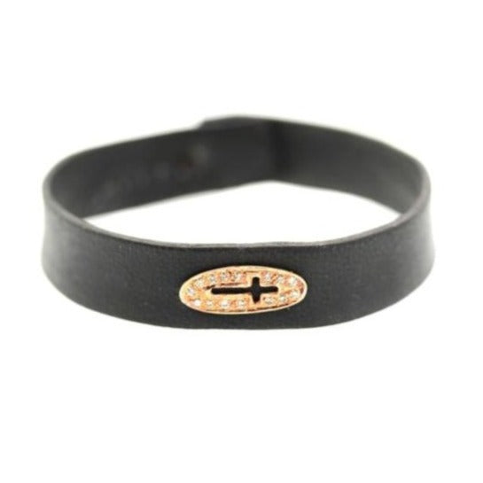 Hollow Rose Cross Leather Bracelet