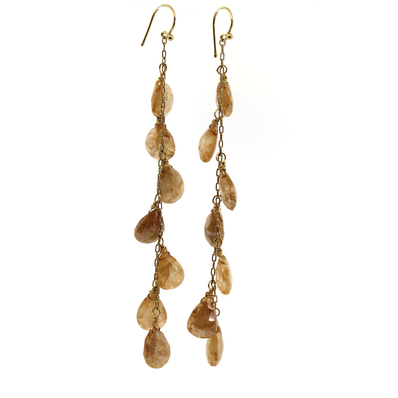 Golden Sapphire 7 Drop Earrings, rebecca lankford designs