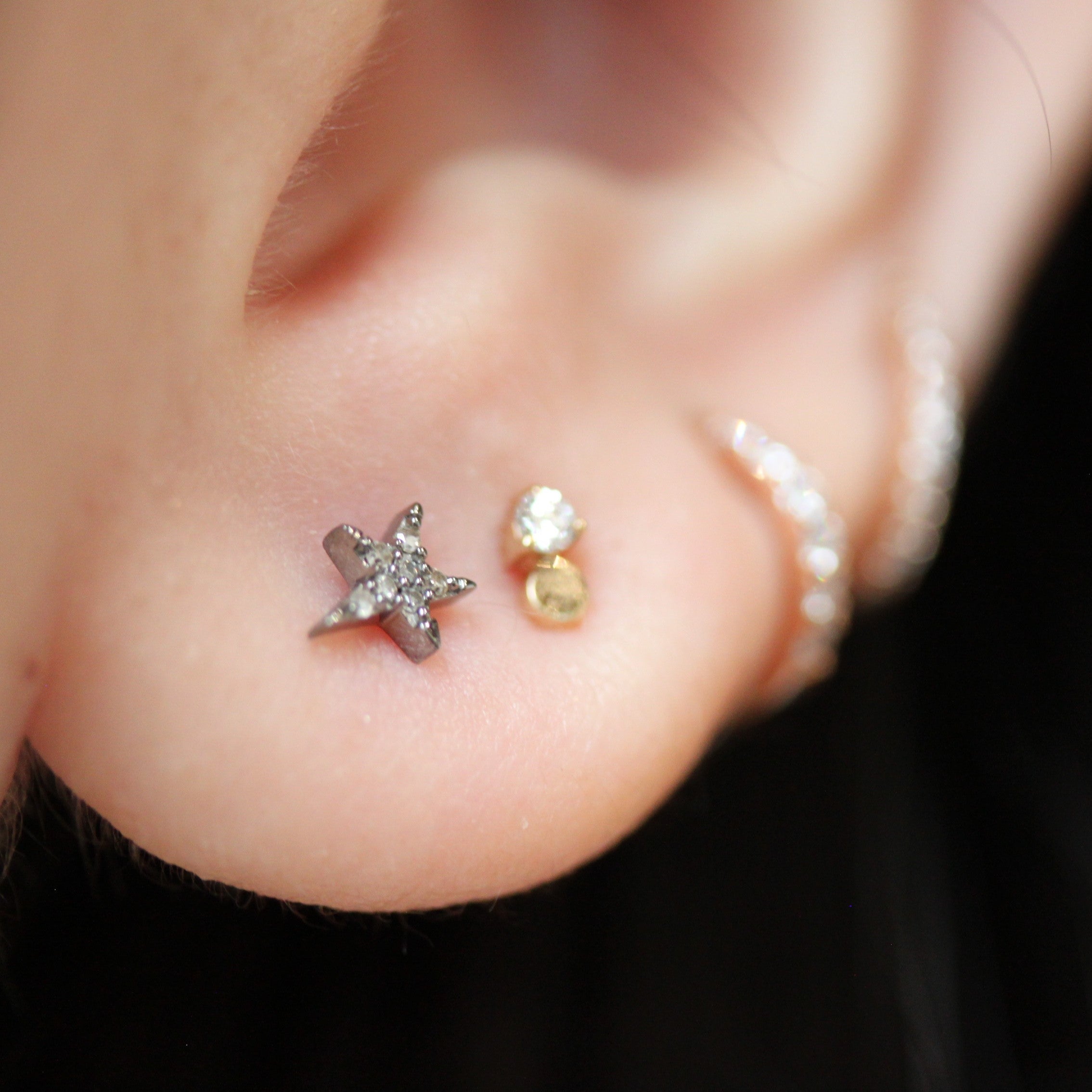 Modern Pave Diamond Star Earrings