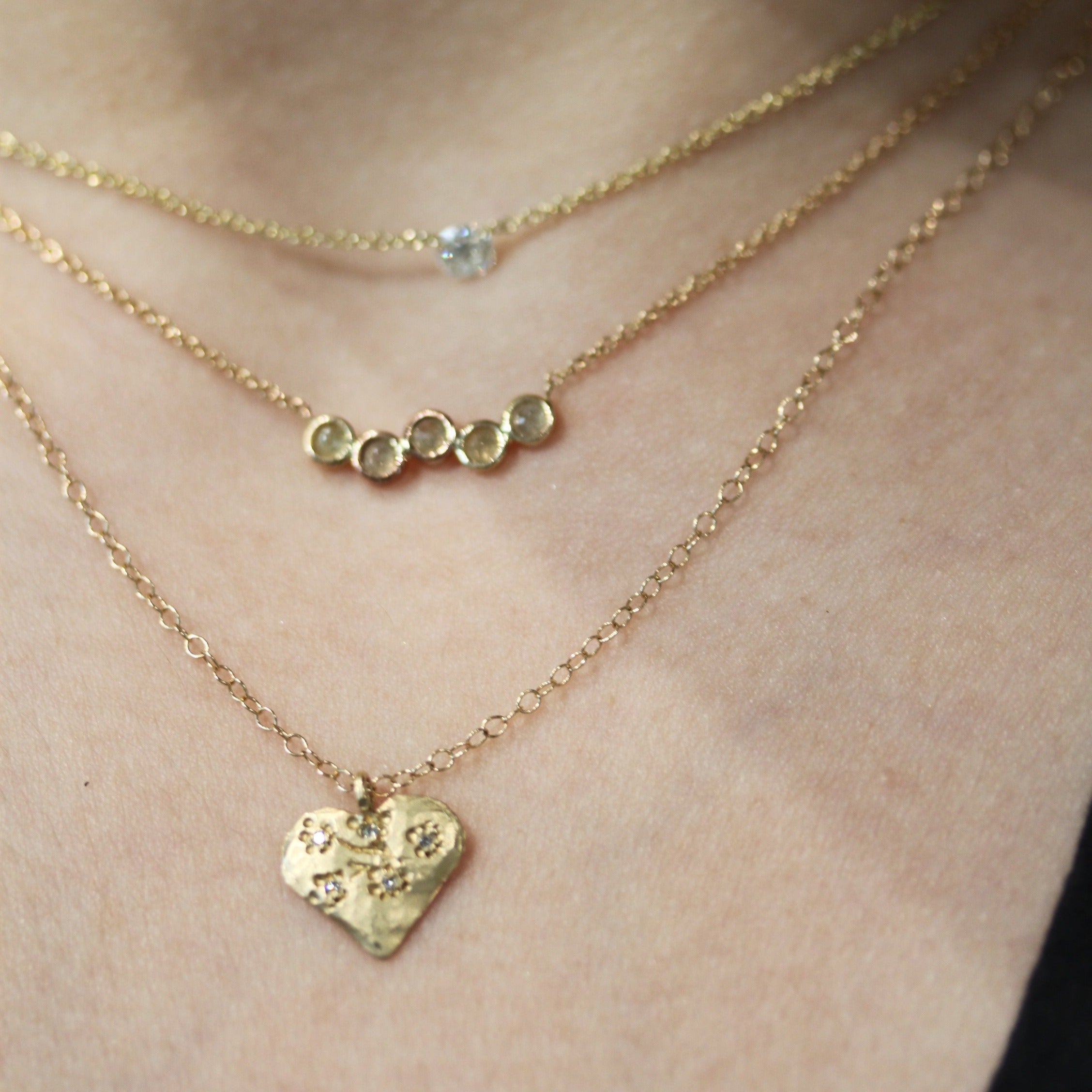 Cherry Blossom Diamond Heart Necklace