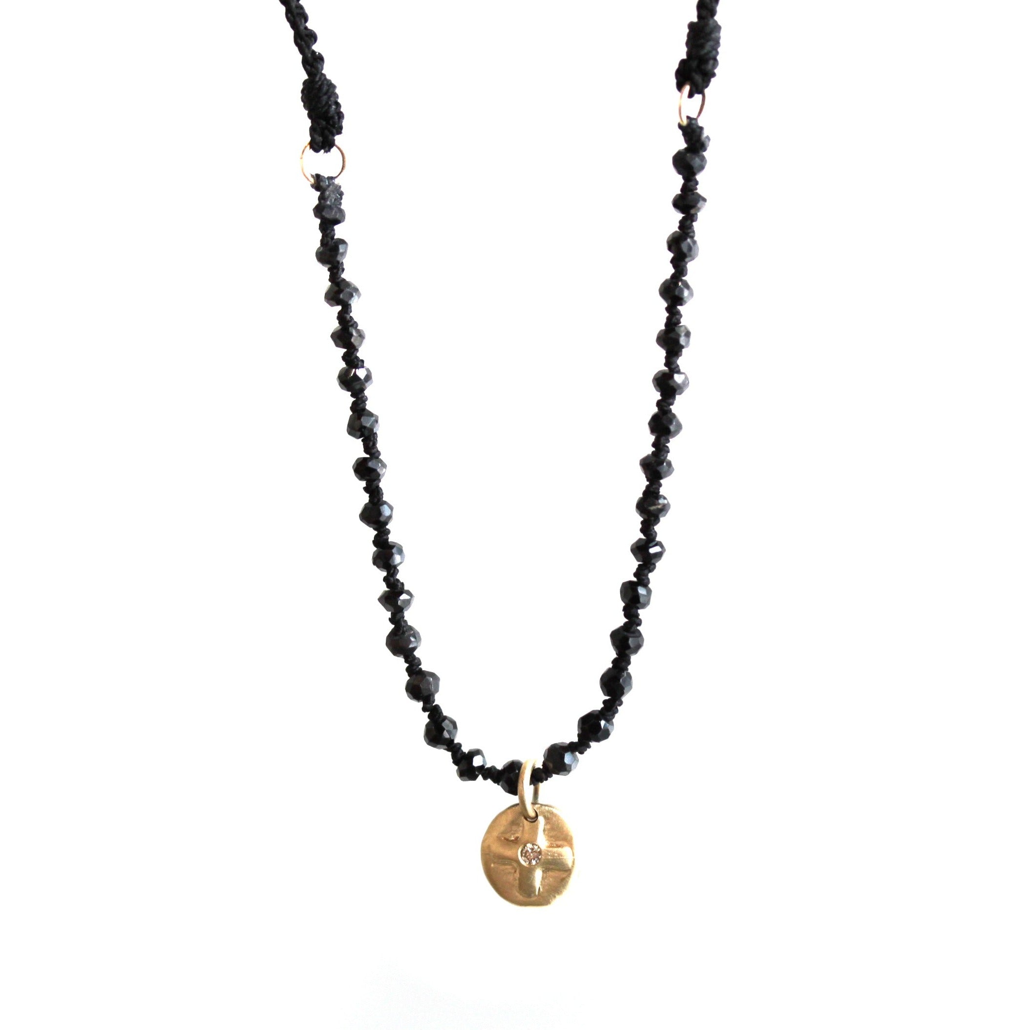 Black Tourmaline & Cross Bohemian Necklace
