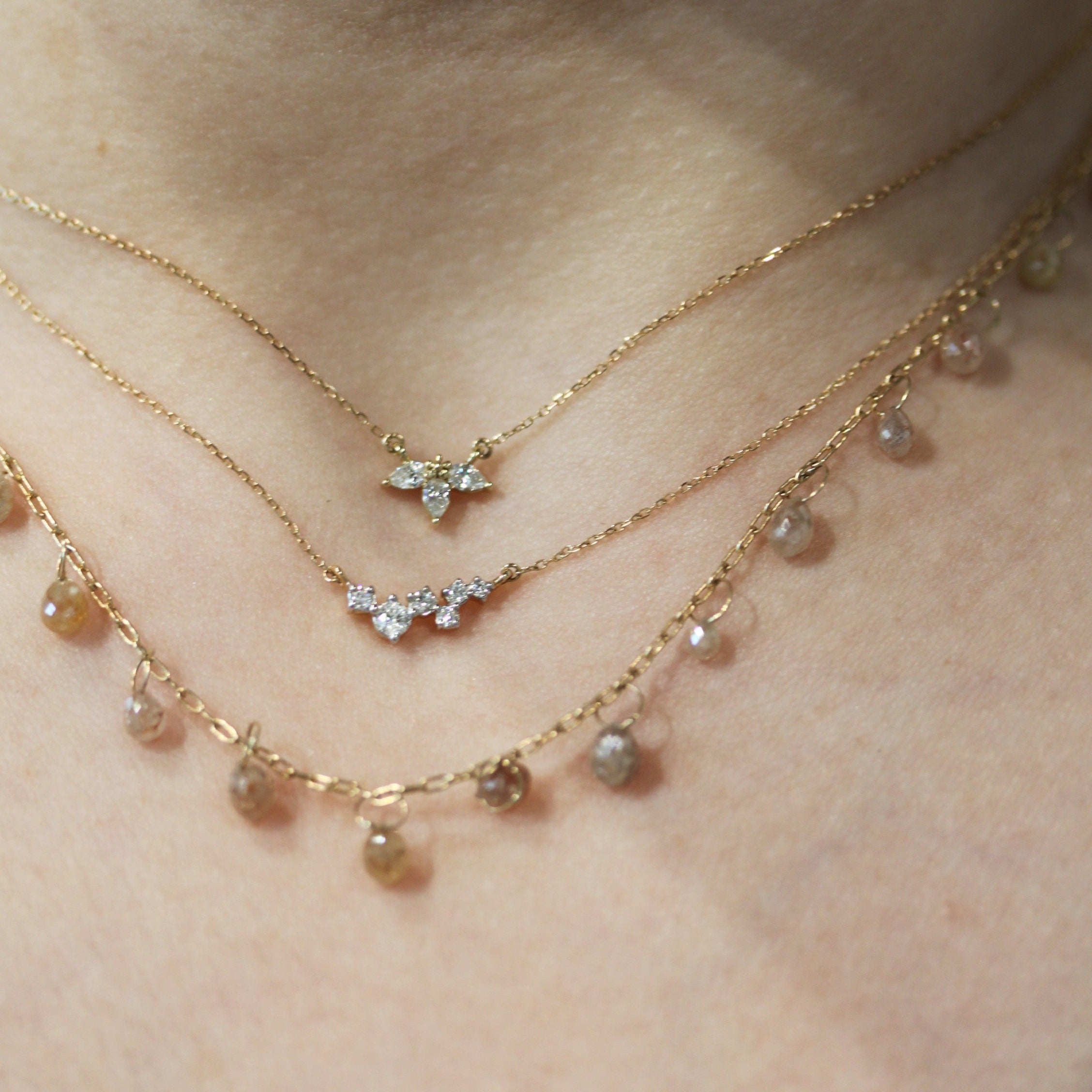 Multi Colored Raw Diamond Dangle Necklace