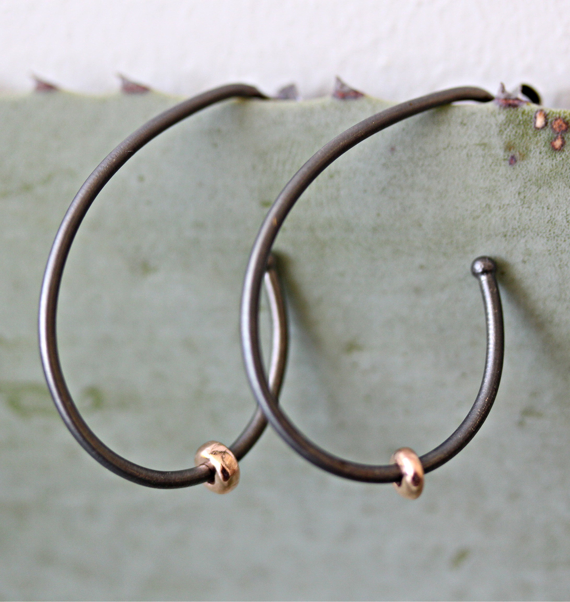 Rhodium Plated Oval Hoop & Charm Earrings