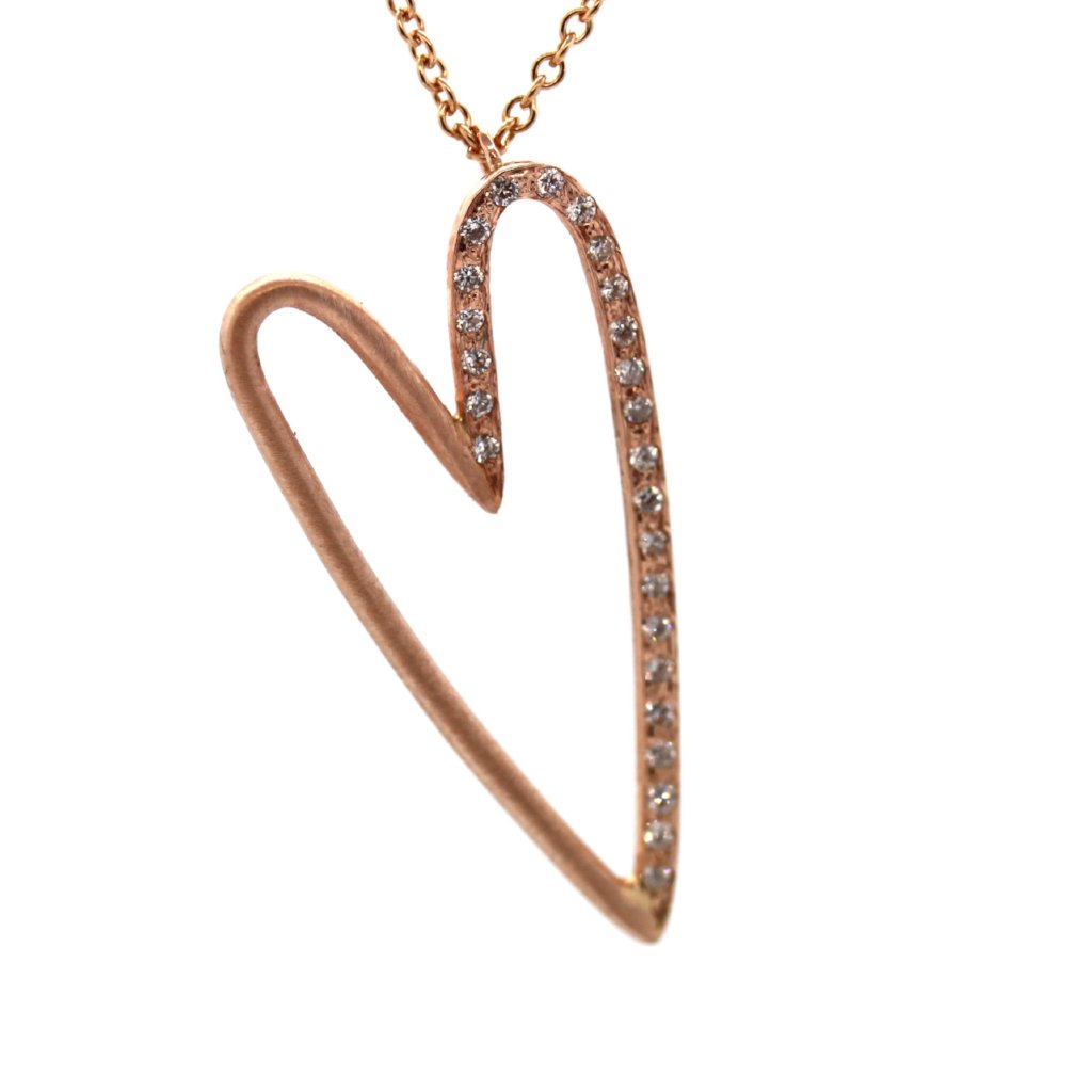 Half Diamond Heart Necklace, Valentine's Day Jewelry, Rebecca Lankford Designs, Houston, TX