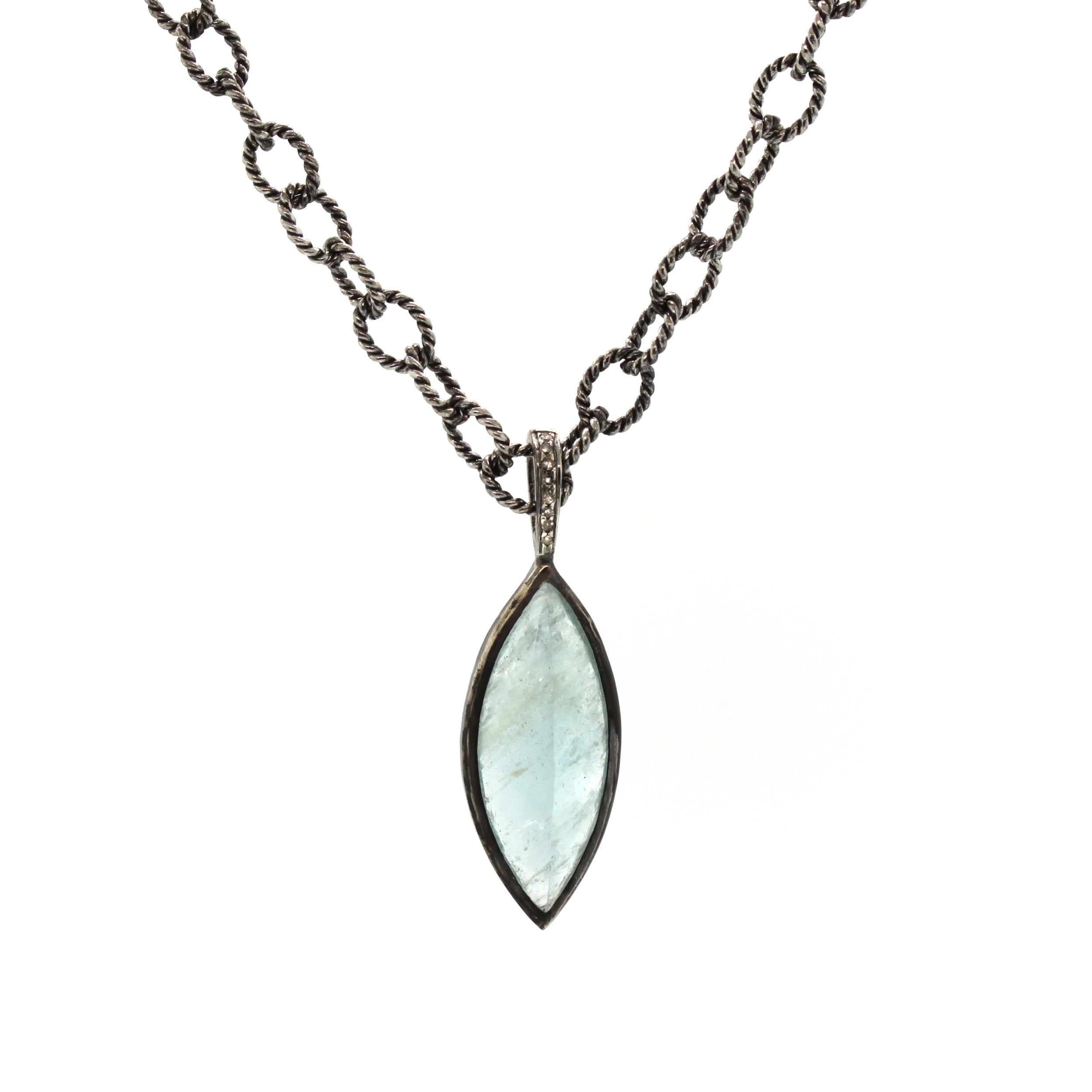 Icy Aquamarine Necklace, gemstone jewelry, rebecca lankford designs, houston, tx
