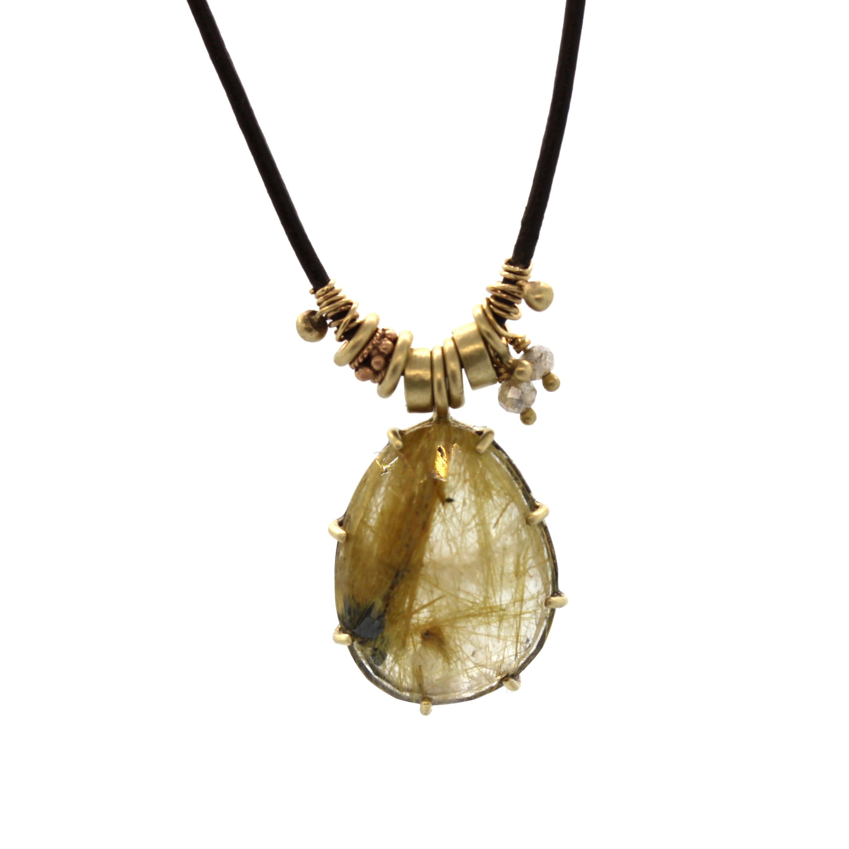 Rutilated Quartz Charm Necklace, rebecca lankford designs, houston, tx