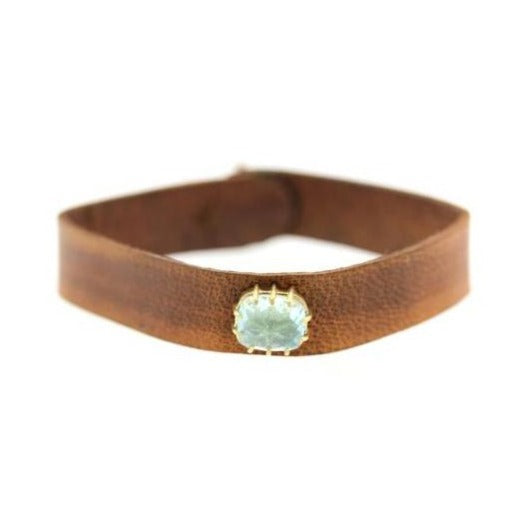 Icy Aquamarine Leather Bracelet