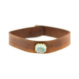 Icy Aquamarine Leather Bracelet