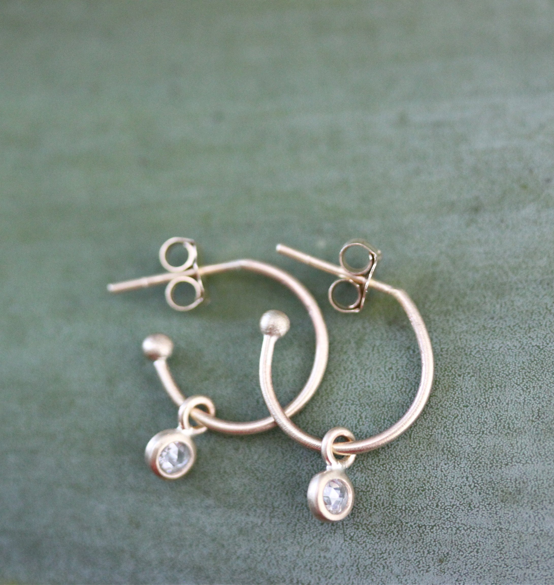 Small Hoop & Diamond Dangle Earrings