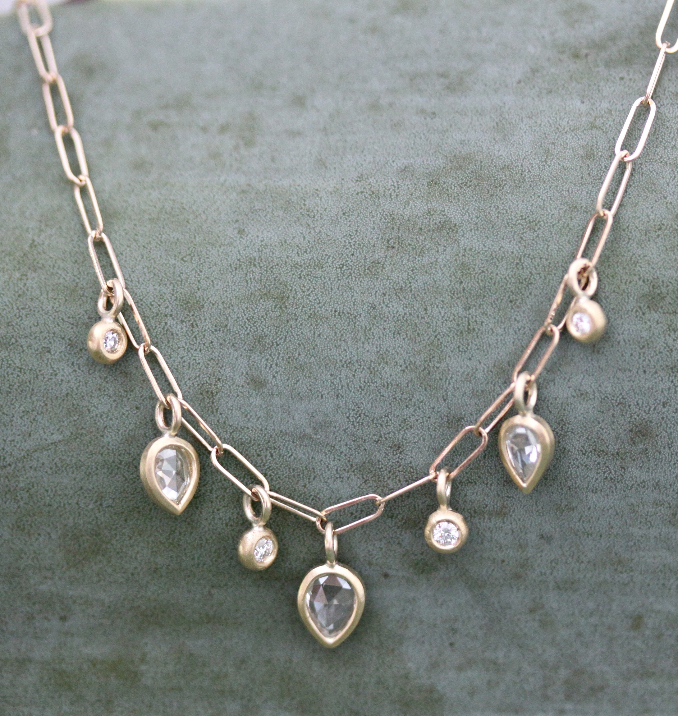 Mixed Diamond Dangle Necklace