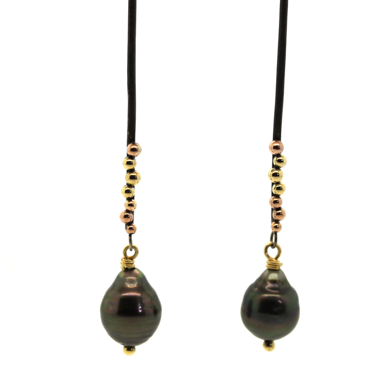 Tahitian Pearl Stick Earrings, Rebecca Lankford Designs, Houston, Texas