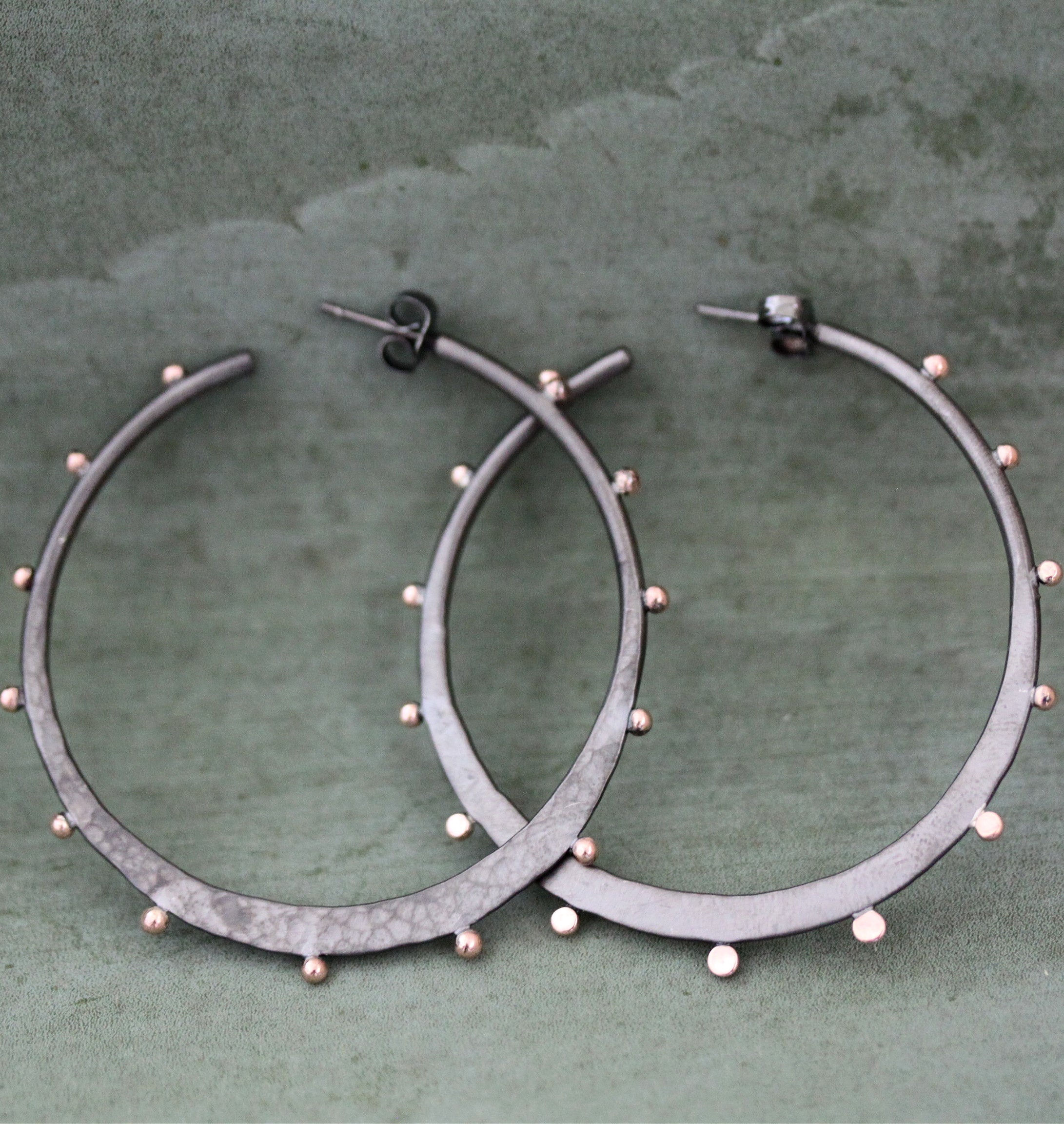 Rhodium Plated Sterling Silver Hoop with Studs