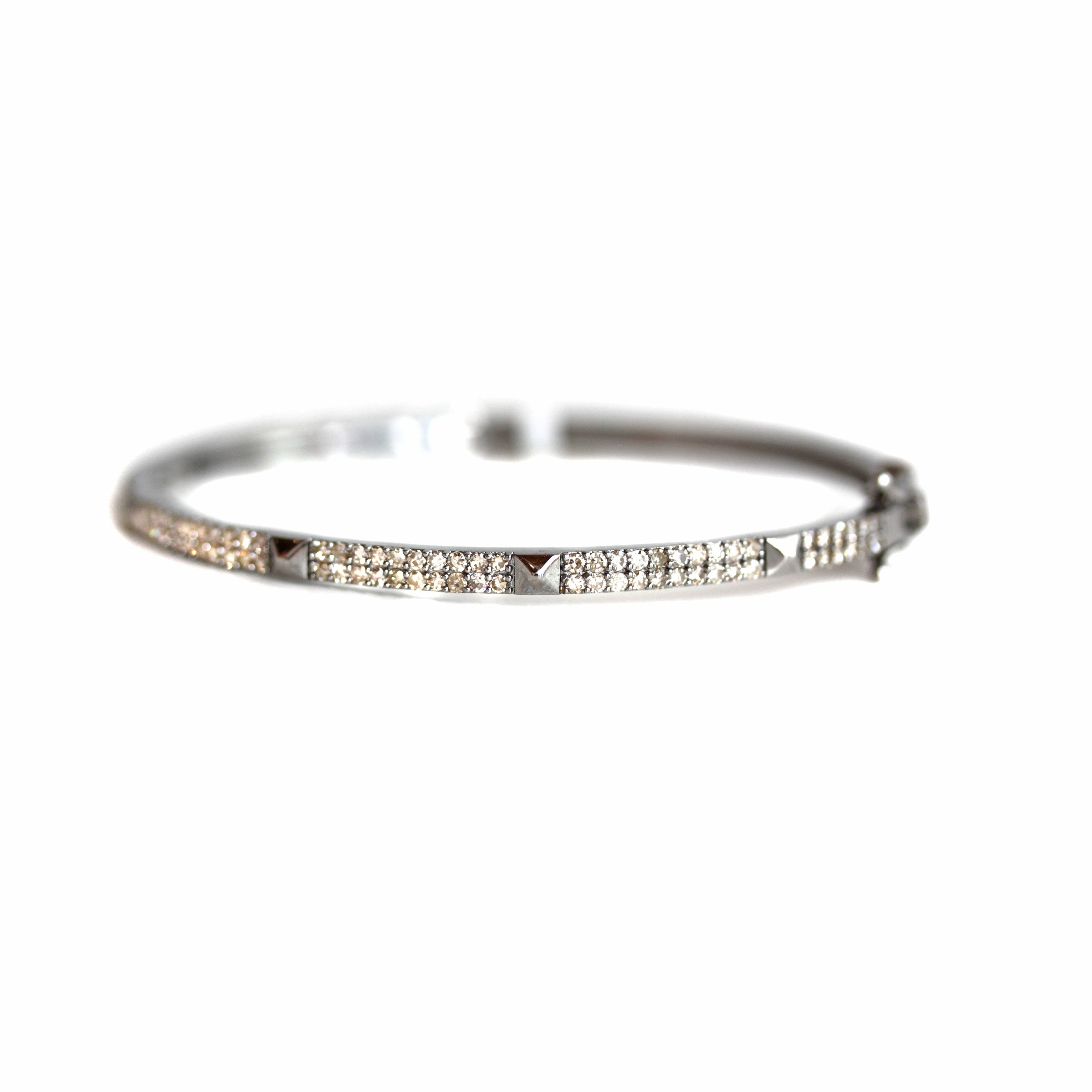 Four Rock Stud Pave Diamond Bracelet