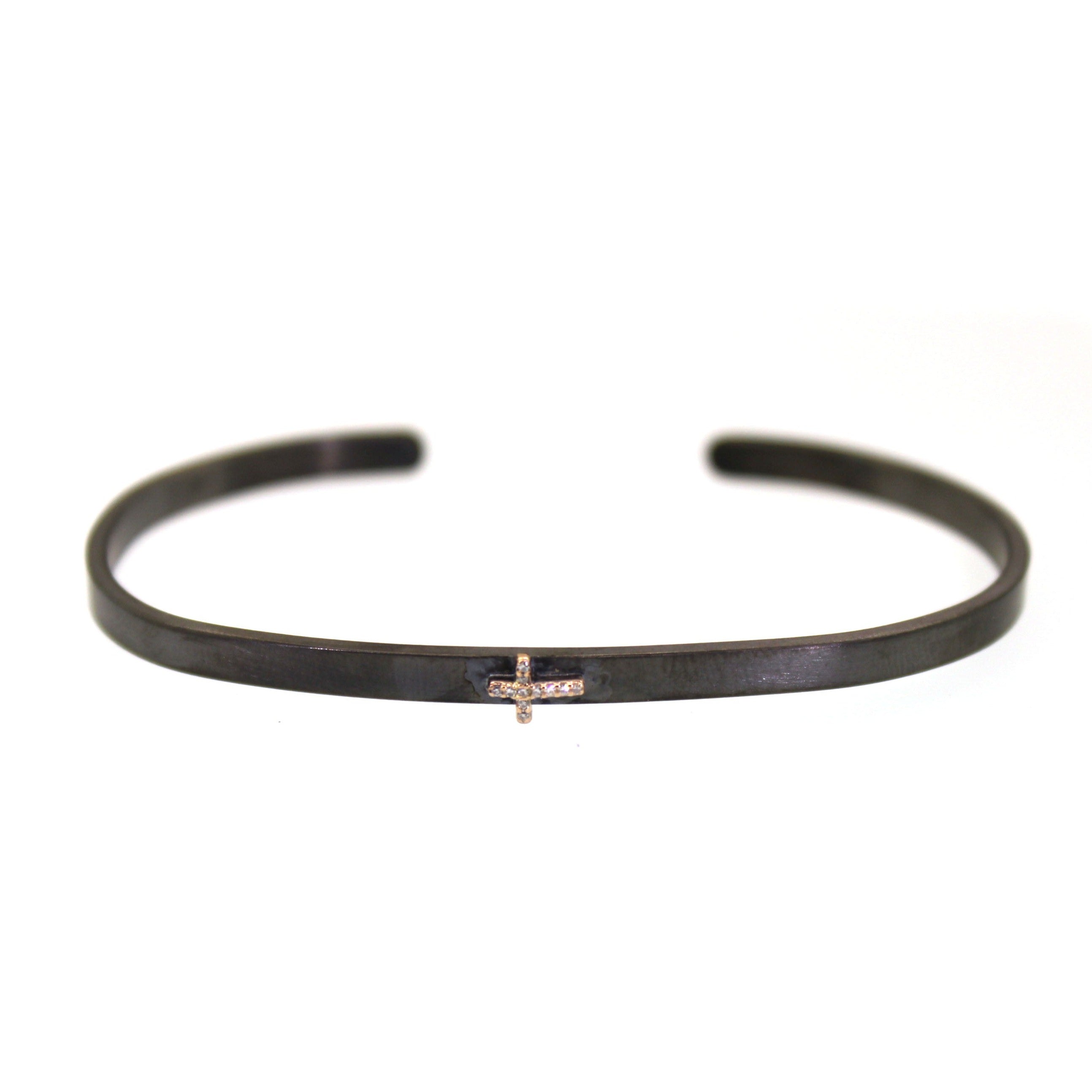 Pave Diamond Cross Cuff Bracelet
