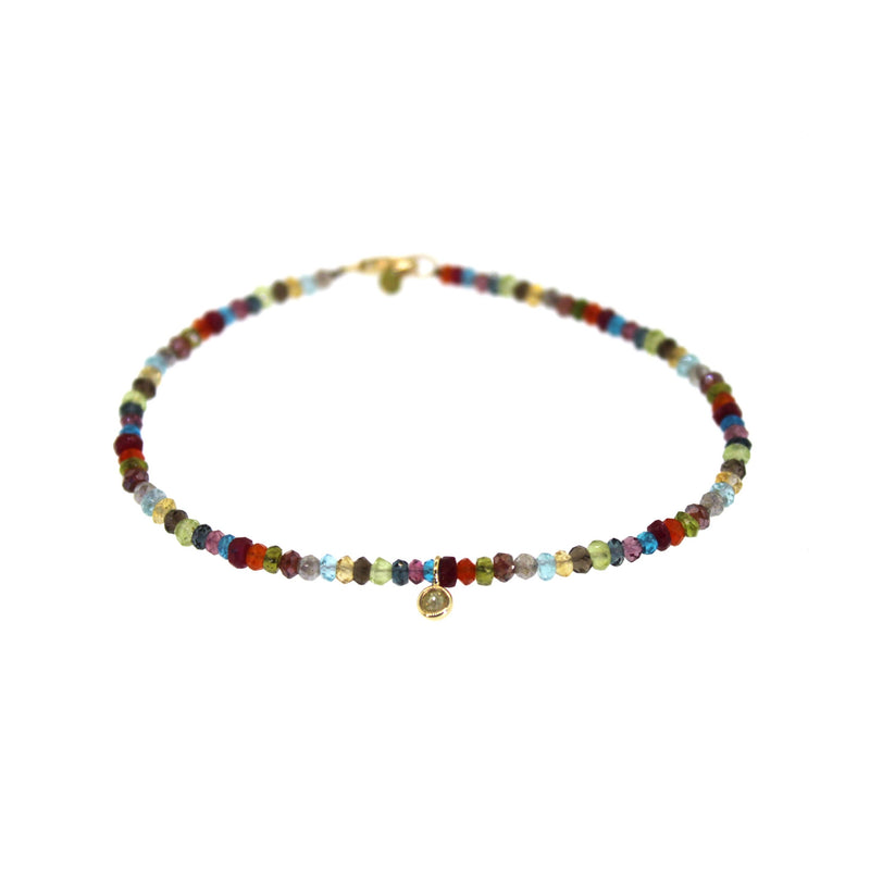 Multi Colored Gemstone & Champagne Diamond Bracelet