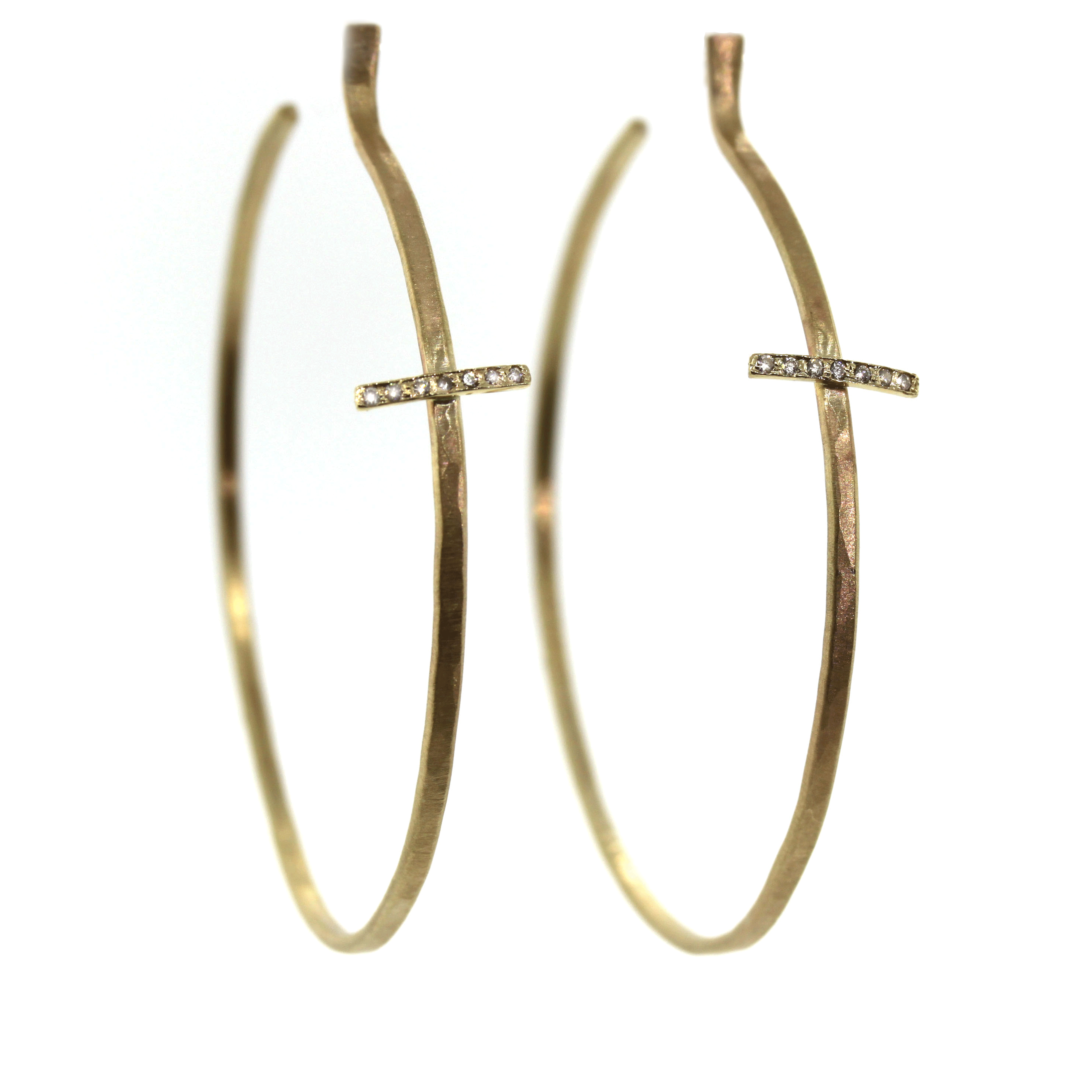 Gold & Diamond Cross Hoops - Gold & Diamond Hoop Earrings - Rebecca Lankford Designs