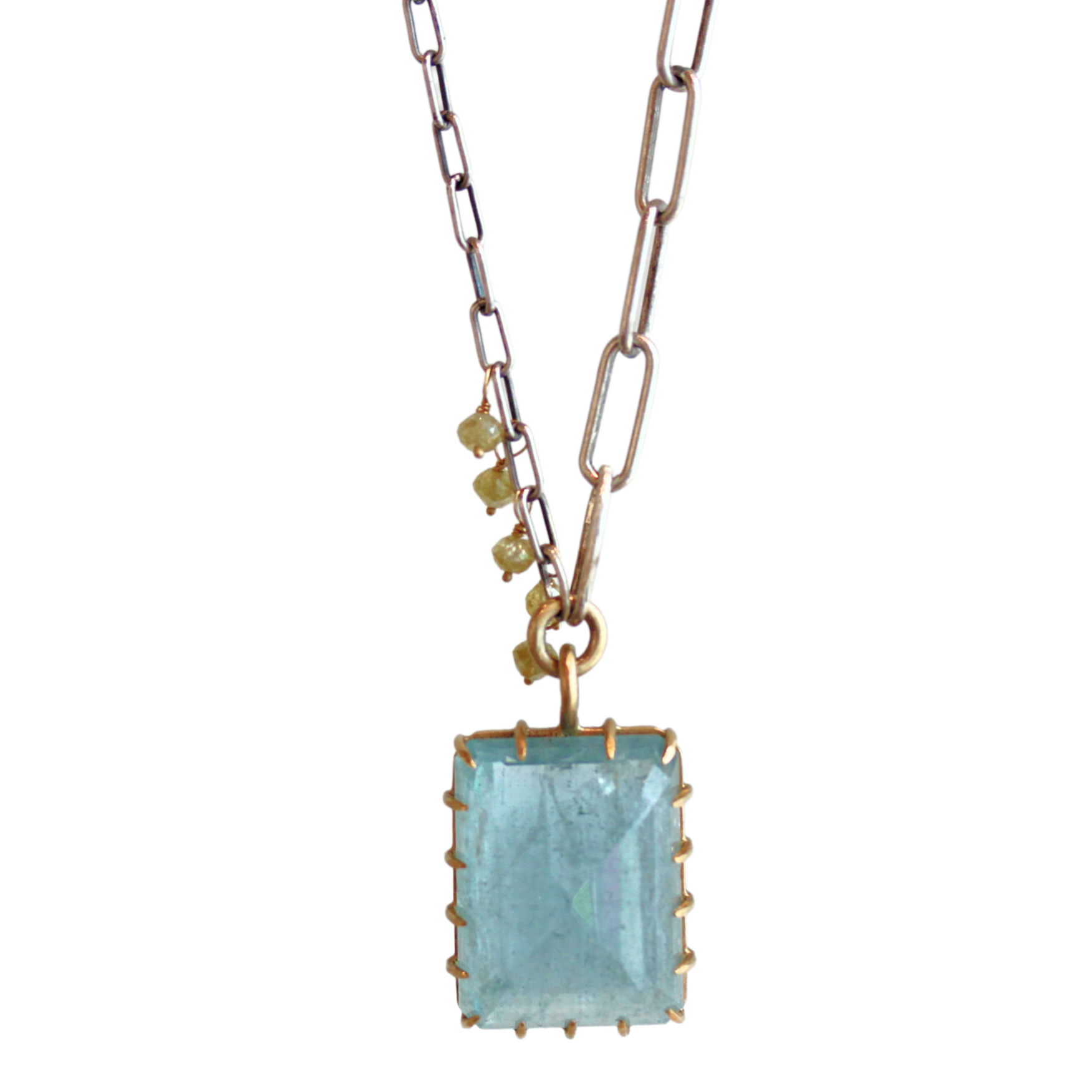 Chunky Aquamarine Diamond Necklace