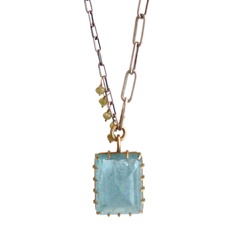Chunky Aquamarine Diamond Necklace