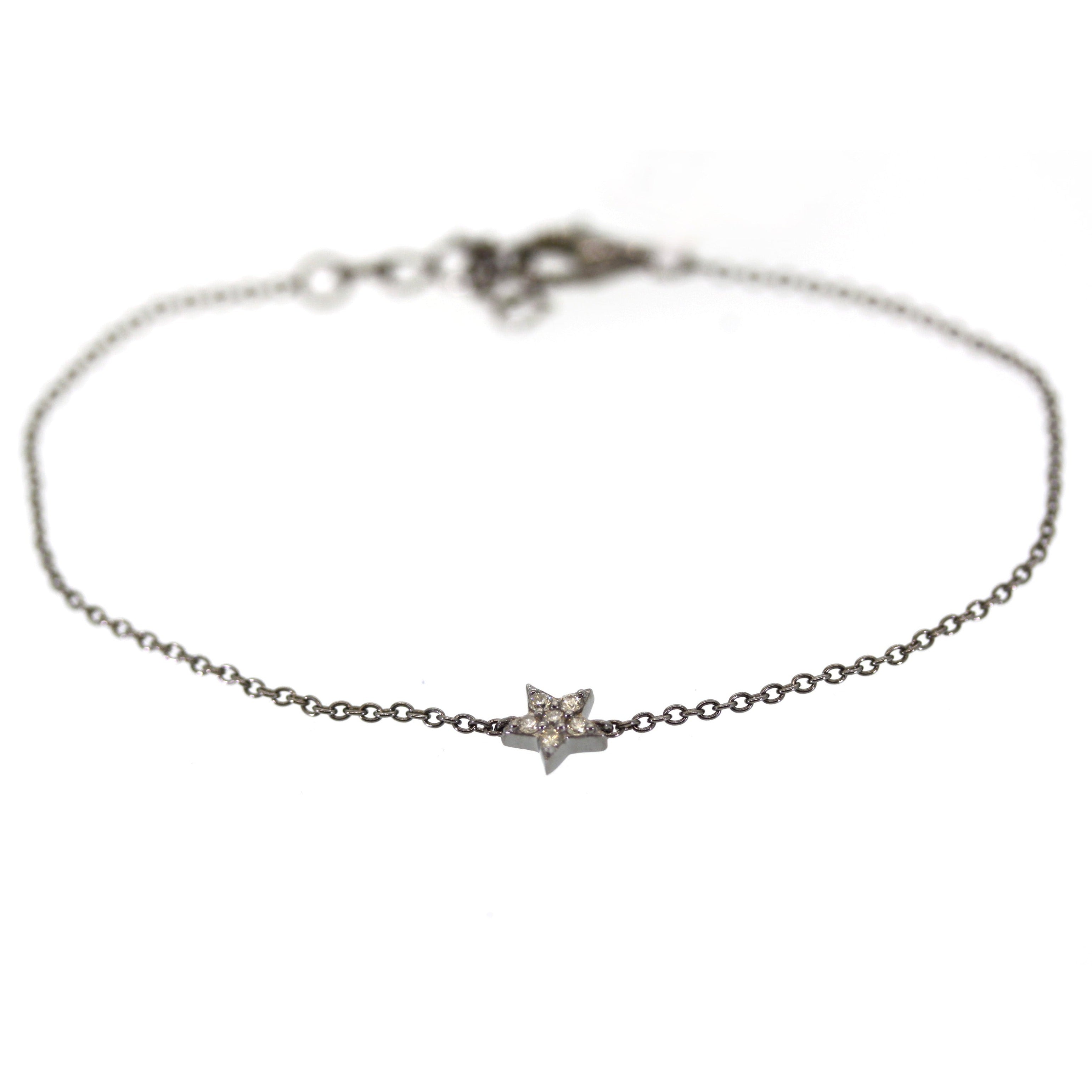 Silver Pave Diamond Star Bracelet
