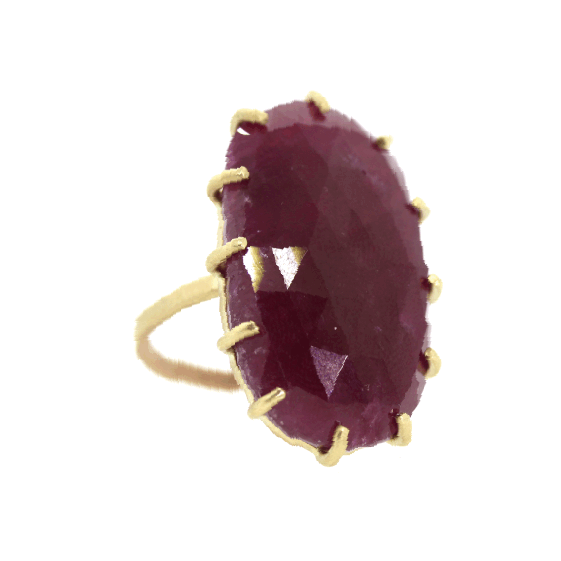 Large Ruby Prong Ring