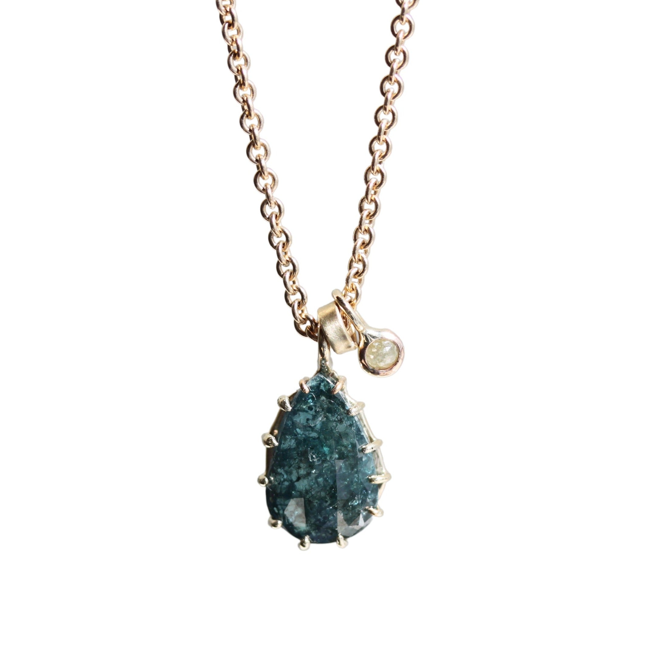 Pear Shaped Blue Diamond Necklace
