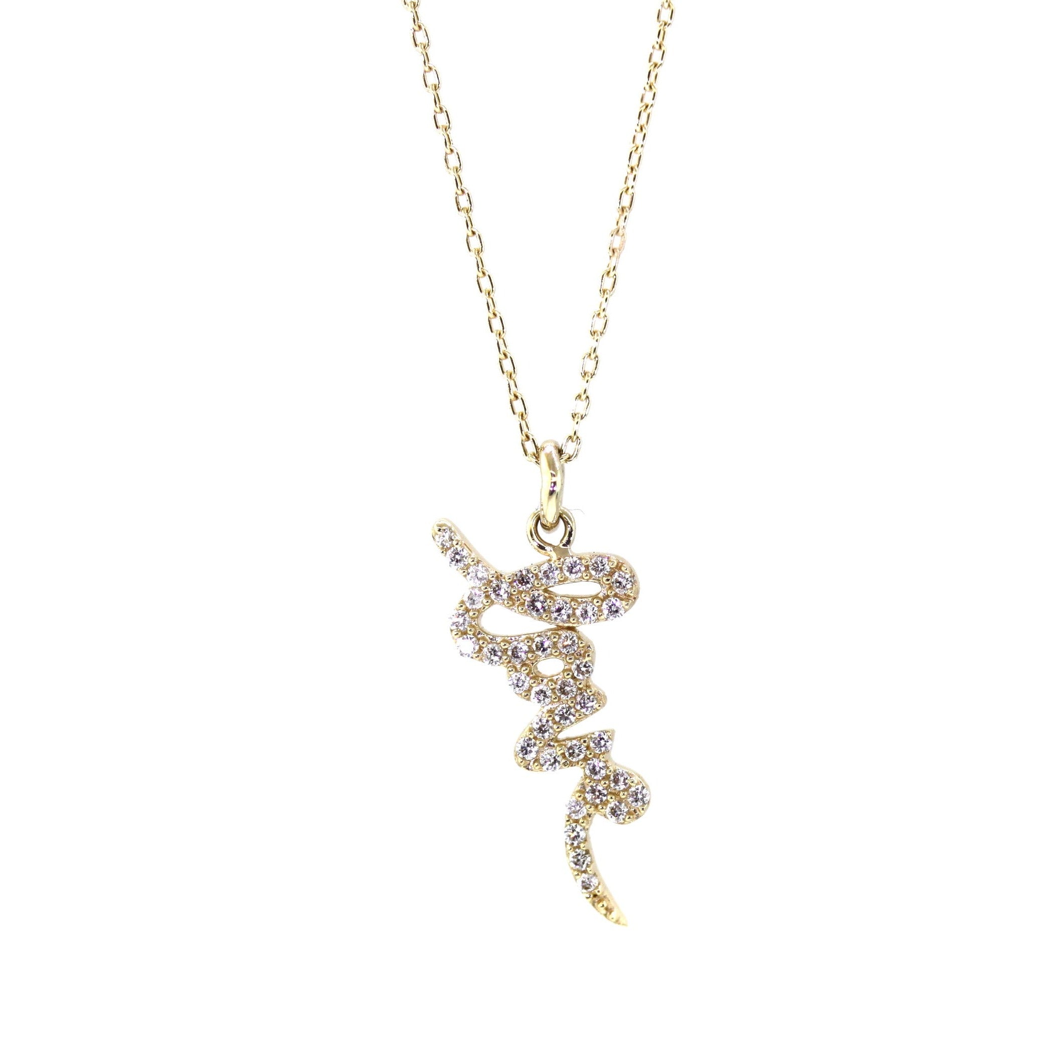 Vertical Pave Diamond Love Necklace